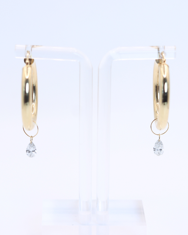 The Pear Diamond Hoop Charms