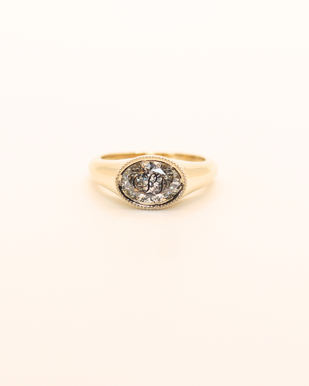 Monogram Diamond Signet - Sterling Silver