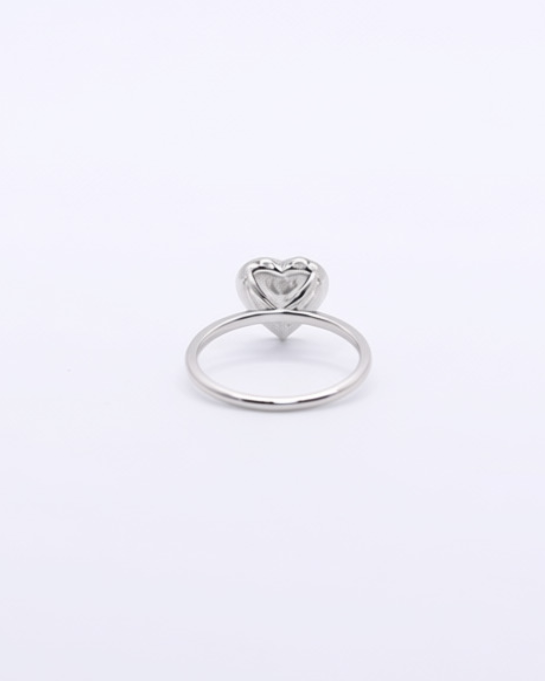 Bezel Heart — A 2-carat heart-cut lab diamond, bezel-set on a 14k white gold shank in a size 7. — view 4 of 6