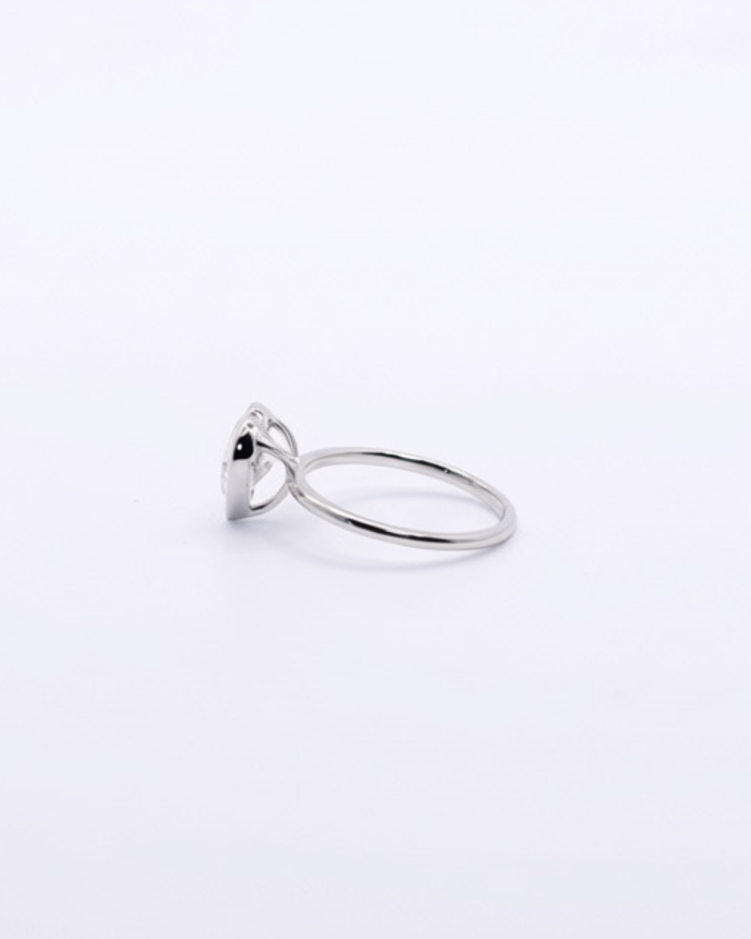 Bezel Heart — A 2-carat heart-cut lab diamond, bezel-set on a 14k white gold shank in a size 7. — view 5 of 6
