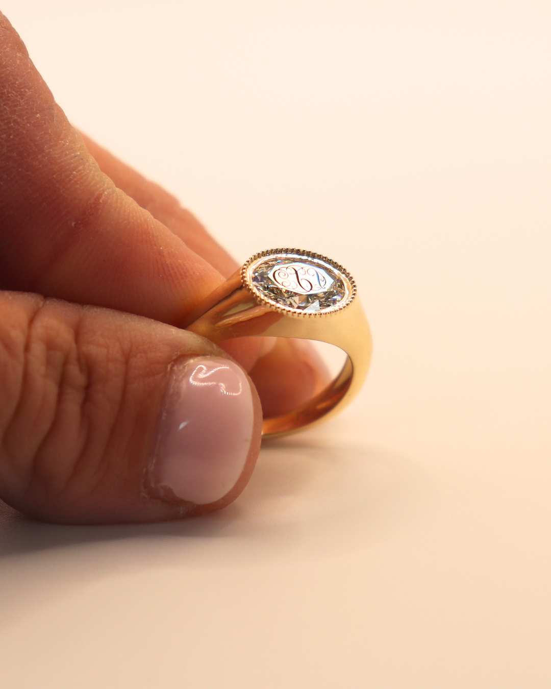 Monogram Diamond Signet - Sterling Silver