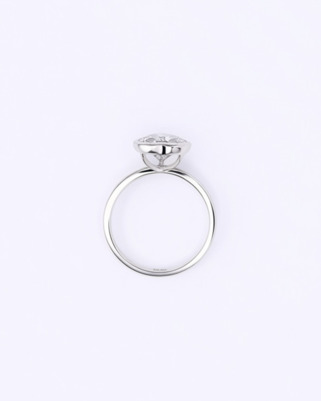 Bezel Heart — A 2-carat heart-cut lab diamond, bezel-set on a 14k white gold shank in a size 7. — view 6 of 6