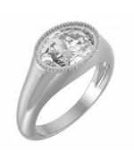 Monogram Diamond Signet - Sterling Silver