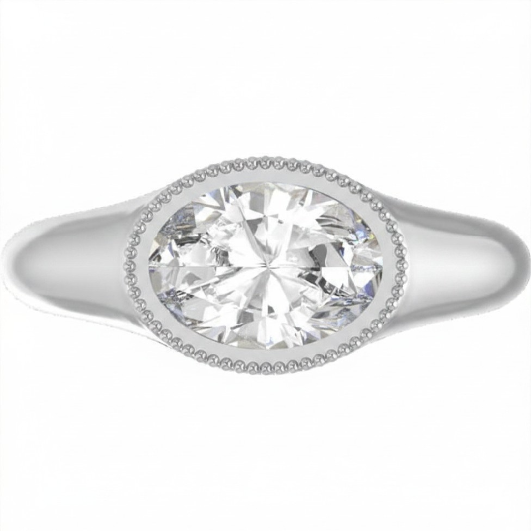 Monogram Diamond Signet - Sterling Silver