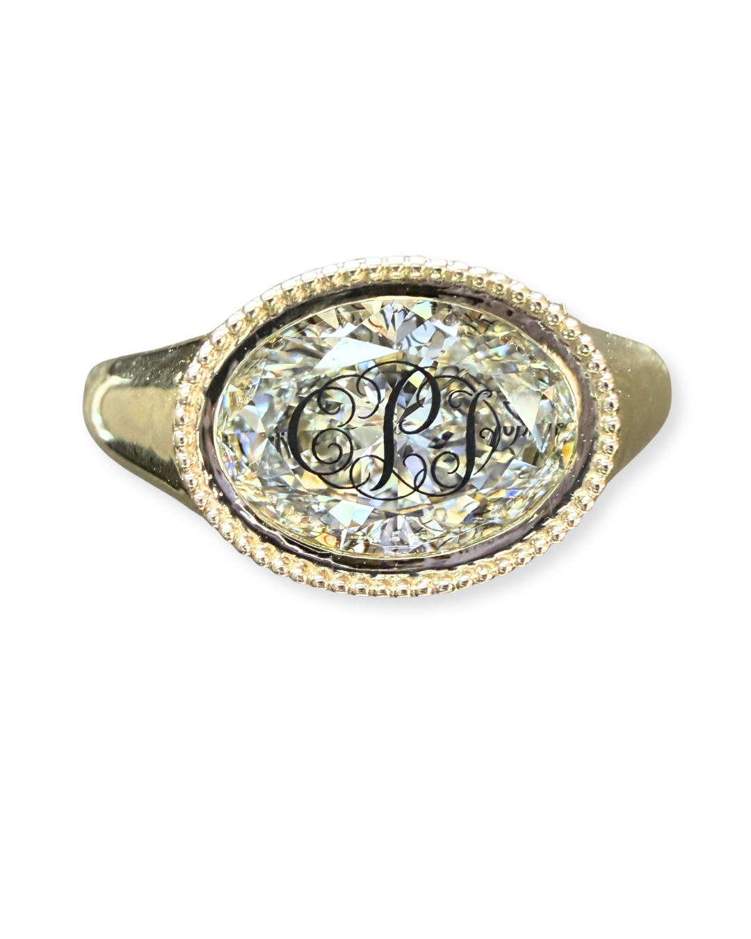Monogram Diamond Signet - Solid Gold