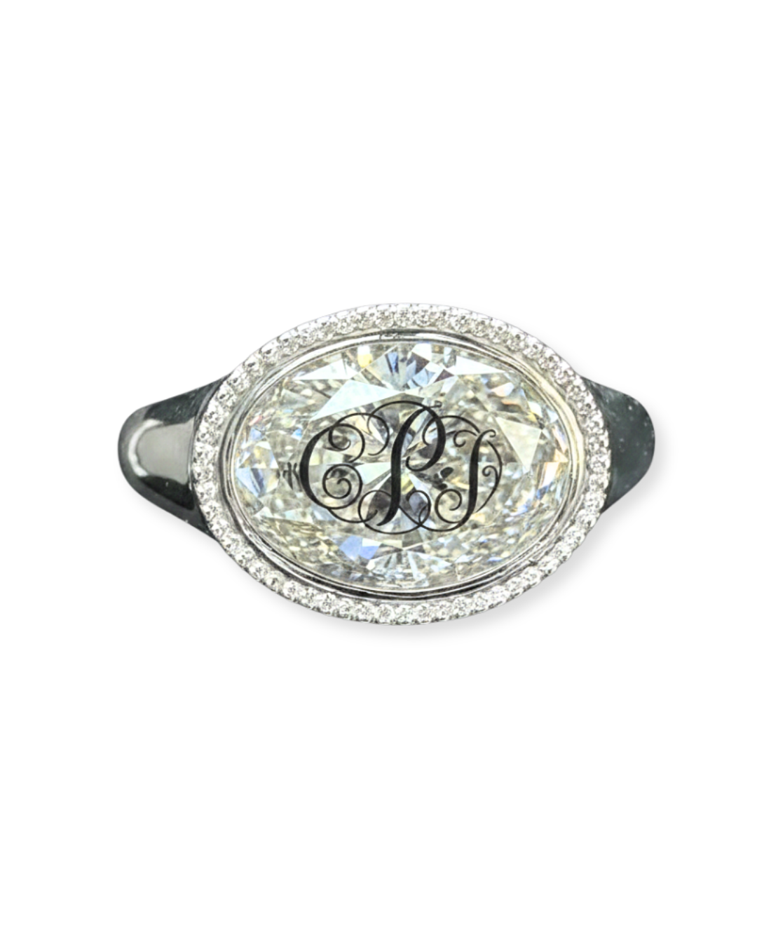 Monogram Diamond Signet - Sterling Silver