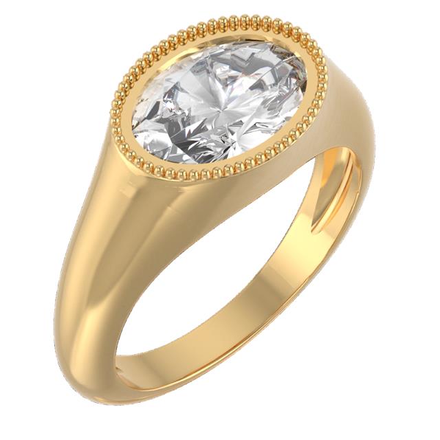 Monogram Diamond Signet - Solid Gold
